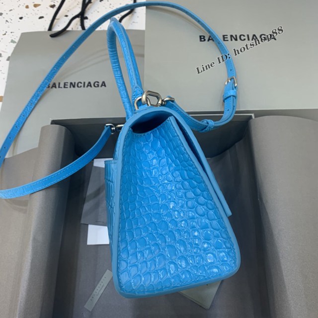 Balenciaga專櫃爆款小號Hourglass手提肩背女包 巴黎世家亮藍色沙漏包 fyj1727